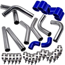Universal DIY 8PC 2.5 Inch Turbo Intercooler Piping Pipe Kit w/Silicone Hoses