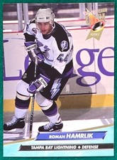 Roman Hamrlik - 1992 Fleer Ultra #201 - Tampa Bay Lightning Rookie Hockey Card