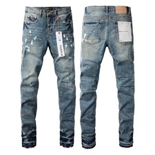 2025 New Purple brand Men's Fashion classic ink jet pattern jeans