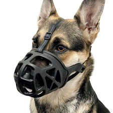 BARKLESS Dog Muzzle, Basket Muzzle for Biting, Chewing and L, Black