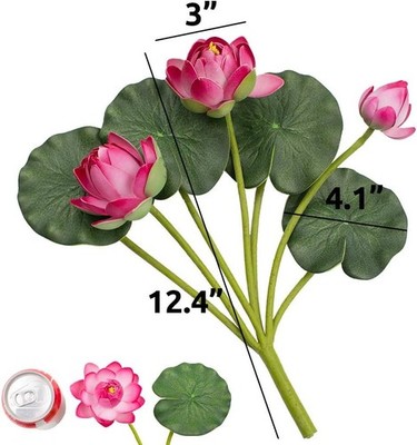 2 Bouquets Artificial Lotus Flowers, Real-Touch Water Lily Simulation Tableto...