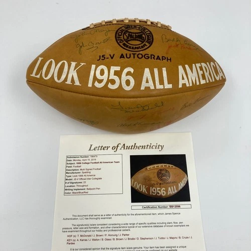 Jim Brown Pre Rookie 1956 College All American Team Signed Football JSA COA