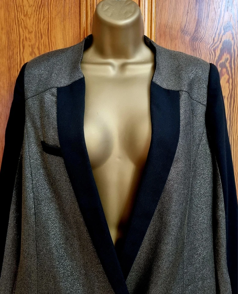 FIRETRAP WOMEN SPARKLING GOLD/BLACK BLAZER - SIZE: M UK (12) - Image 2 of 4