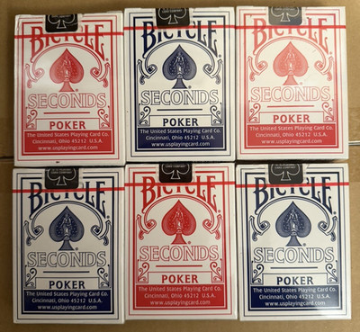 Bicycle SECONDS Poker Playing Cards Blue Red Sealed USPCC 7808 6 Decks