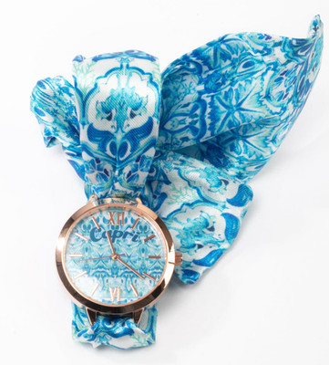 ANTICA SARTORIA CAPRI AQUA & BLUE WHITE WATCH TIE BACK  NWT