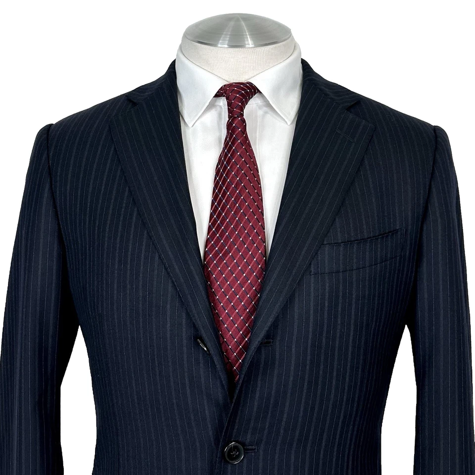 Ermenegildo Zegna MILMIL Cashmere Wool Roma Navy Stripe 3/2 Roll Sport Coat 38 S - Image 2 of 4