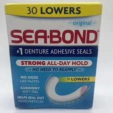 Sea Bond Denture Adhesive Seals – All Day Strong Hold, Zinc-Free, 30 Count.