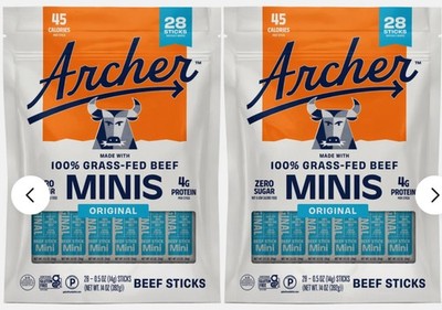 2-Pack Country Archer Grass-Fed Beef Stick Minis Original, 0.5 oz, 28-Count
