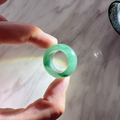 Beautiful Natural Jade Ring, 17mm Inner Diameter, 13.7mm Width