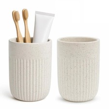 White Bathroom Toothbrush Holder Set Ceramic Makeup Brushes Holder