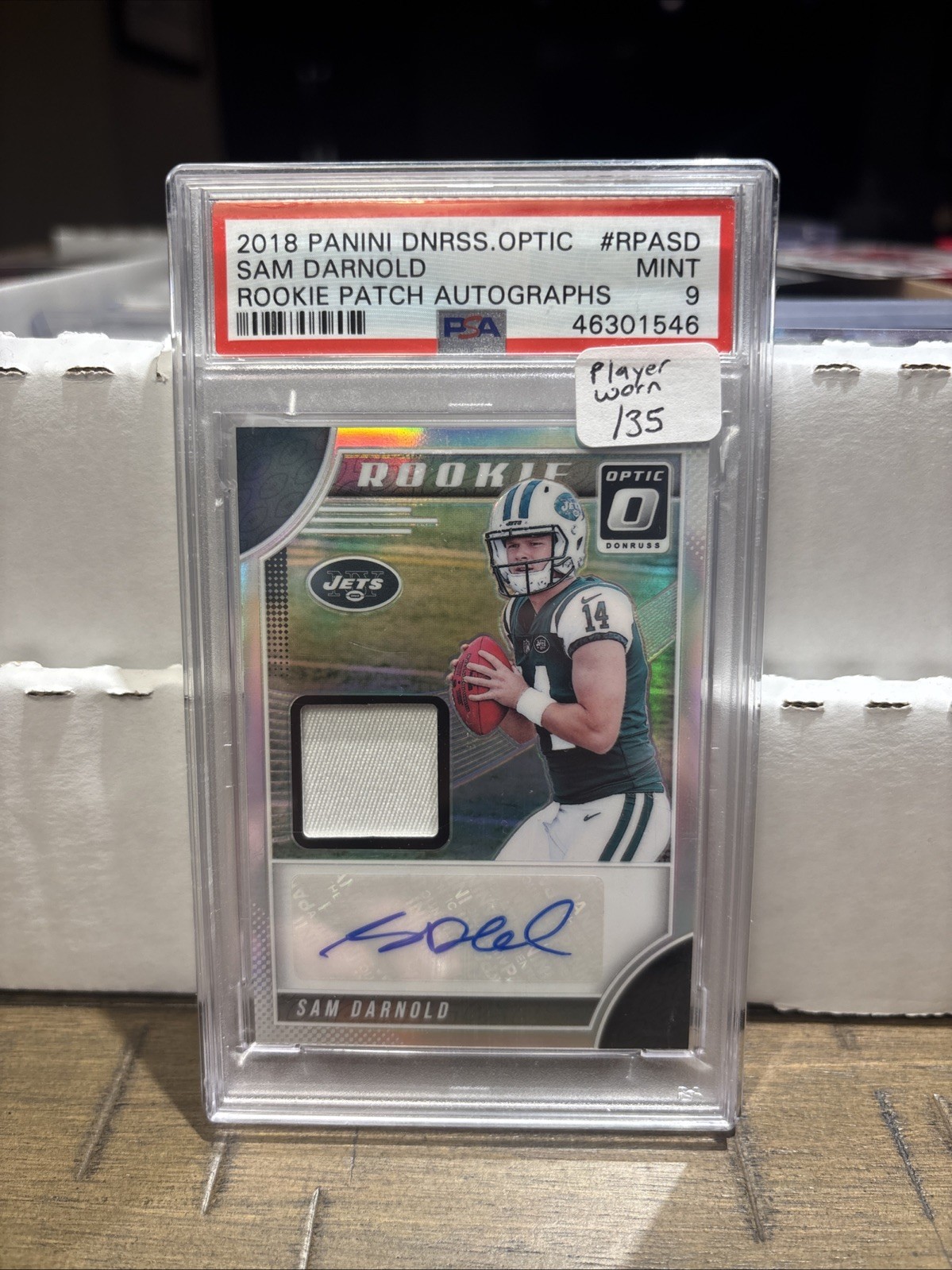 2018 Panini Optic Sam Darnold Rookie Auto Patch /35 PSA 9 POP 3!!!