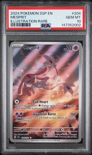 2024 POKEMON SSP EN-SURGING SPARKS ILLUSTRATION RARE #204 MESPRIT PSA 10