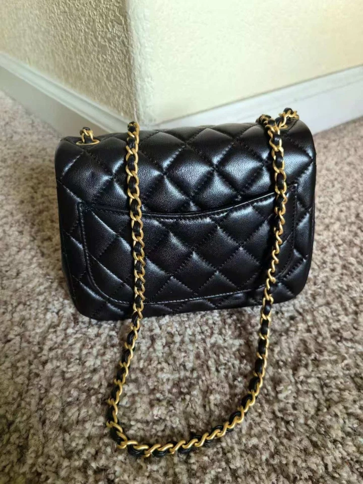 bolsos mujer, negro, bandolera, dorado, pequeño, cuero, sin caja Foto 2 de 4