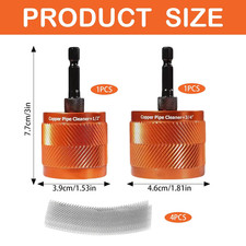 Copper Pipe Cleaner Set 1/2" & 3/4" with Replaceable Brush for Plumbing & Pol...