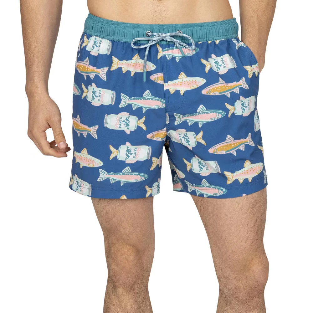 Party Pants Men Buzz Worthy Swim Shorts - Blue Fish XL