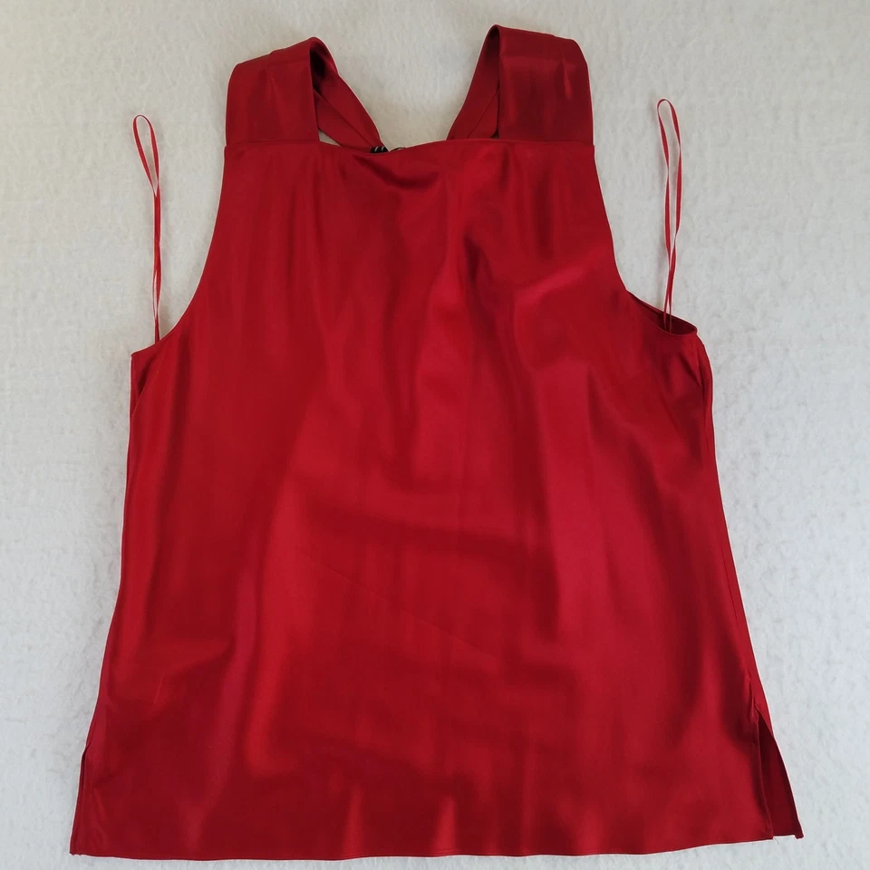 Blusa Camisola Theory Twist Escote Frontal Escote Rojo GRANDE Mezcla de Seda Sin Mangas Foto 2 de 4