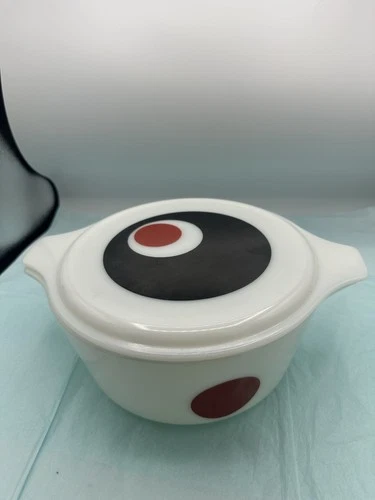 Pyrex Moon Deco 2 1/2 Qt. Casserole Ovenware 475-B w/ Lid - Vintage 1971