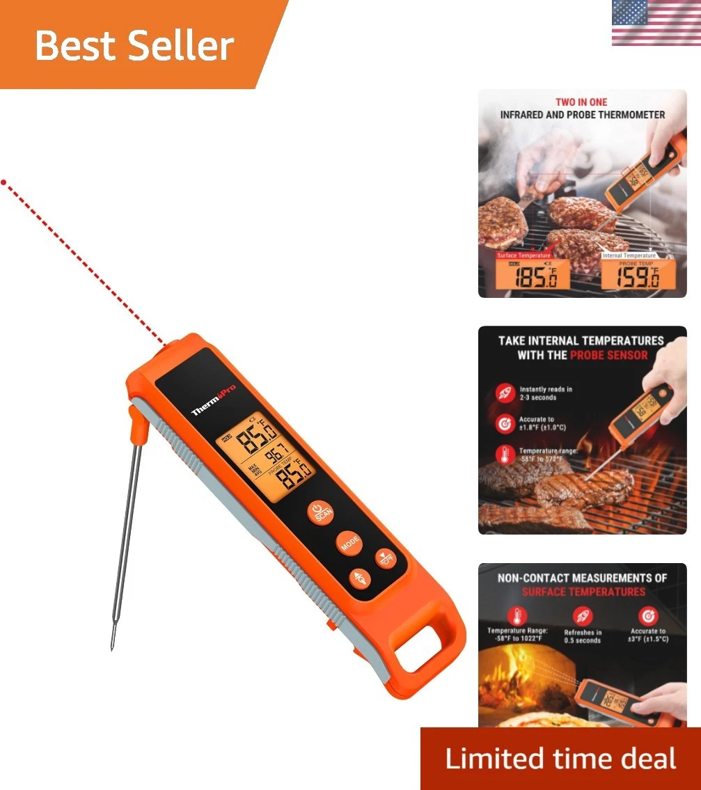 Dual Function Infrared Cooking Thermometer with Quick Response - Indoor/Outdoor