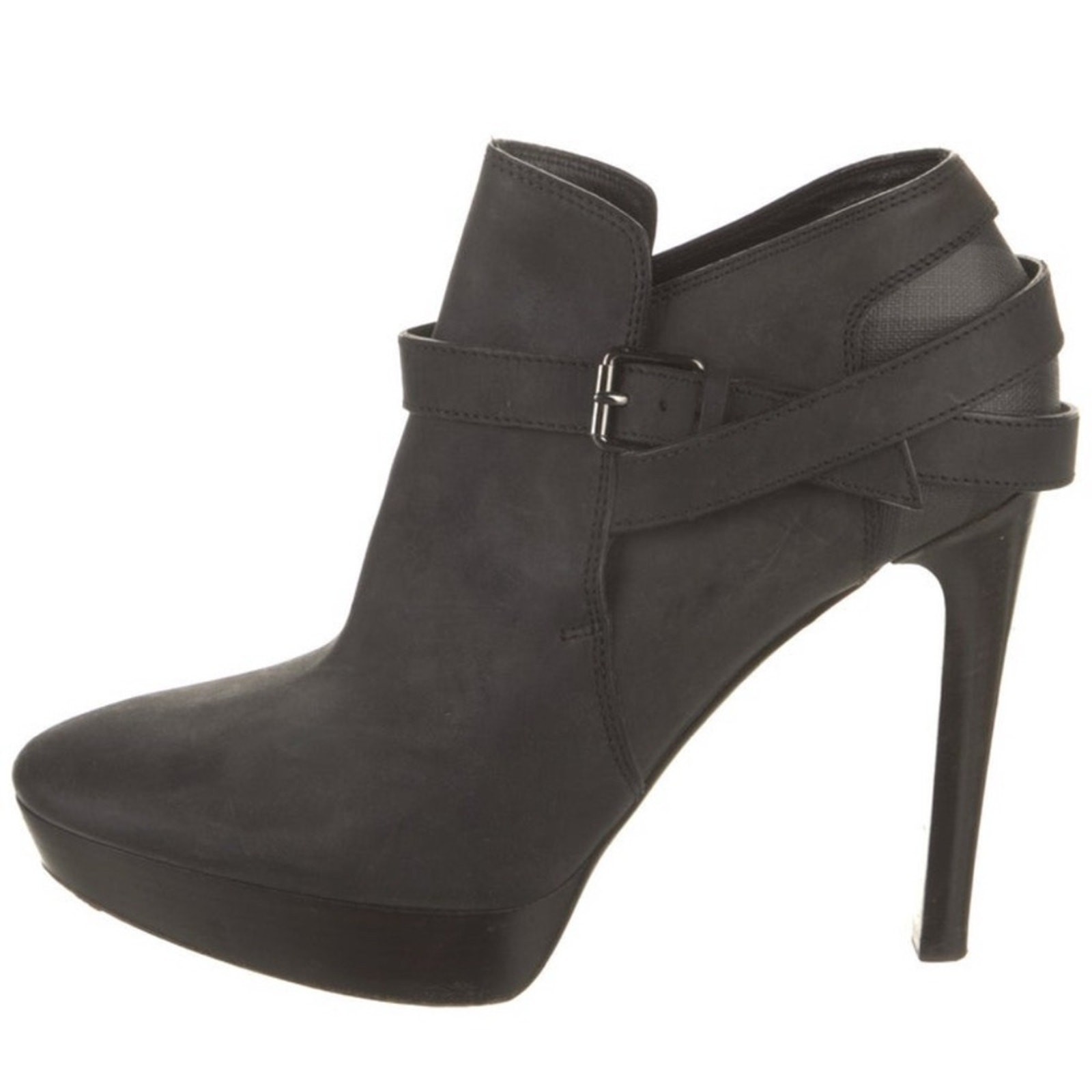 Burberry Black Beat Check Nubuck Suede Stiletto Heeled Boots Size 11 thumbnail 2