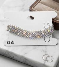 ICING Bracelet Long Multiple Strand Crystal Rhinestones Silver Tone New NWT