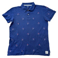 Gant Polo Shirt Ski Abstract Pattern Short Sleeve Regular Blue Mens Medium