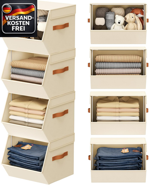 Aufbewahrungsboxen Set 4Er Faltbar Stabile Stoffkleiderkisten 30X25X25 Cm-image