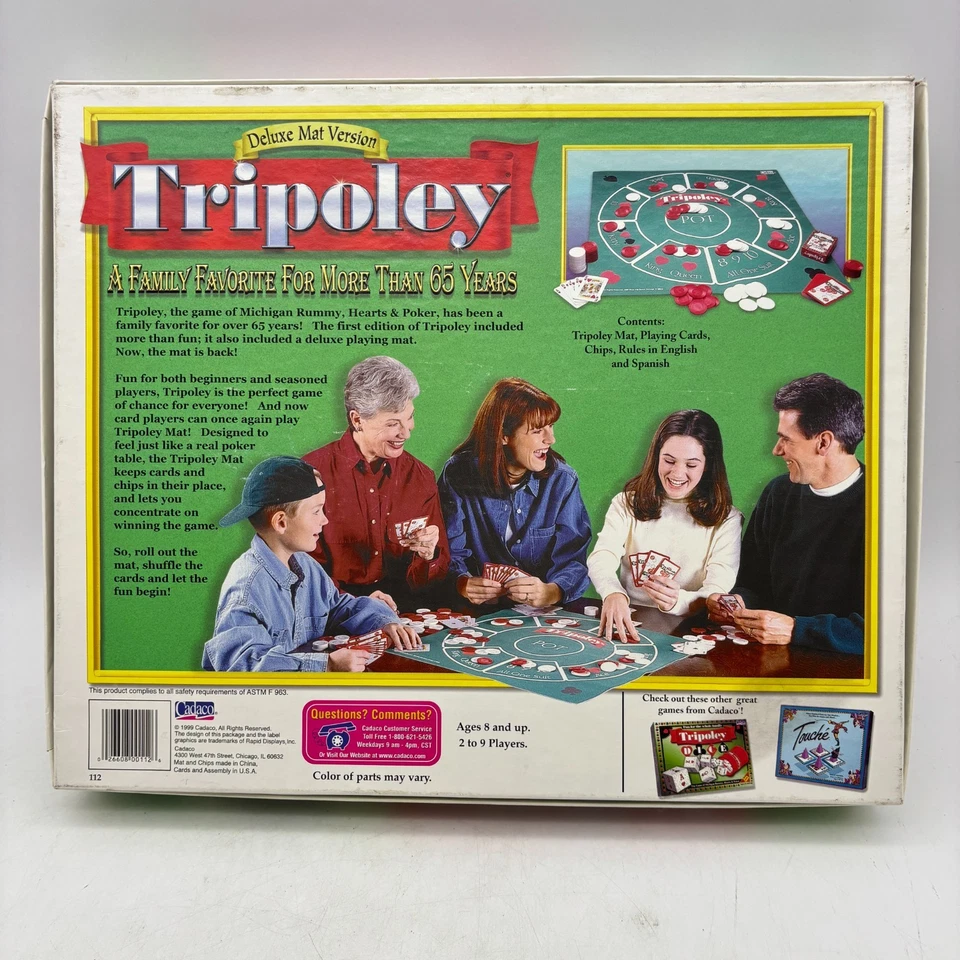 VINTAGE Tripoley Deluxe Edition COMPLETE Cadaco 1999 Cards Poker Hearts Rummy - Image 2 of 4