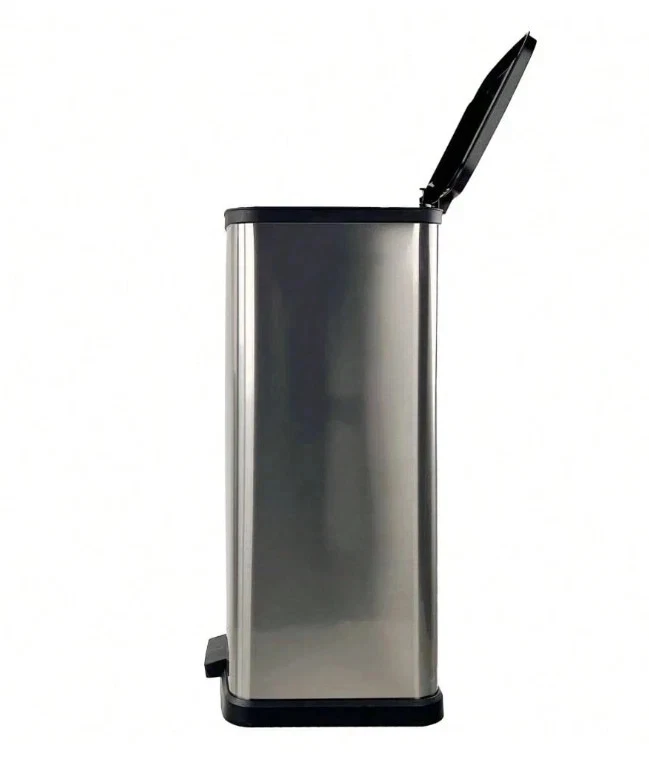 13.2 Gallon Trash Can, Plastic Step-On Kitchen Trash Bin with Lid, Silver - Image 2 of 4