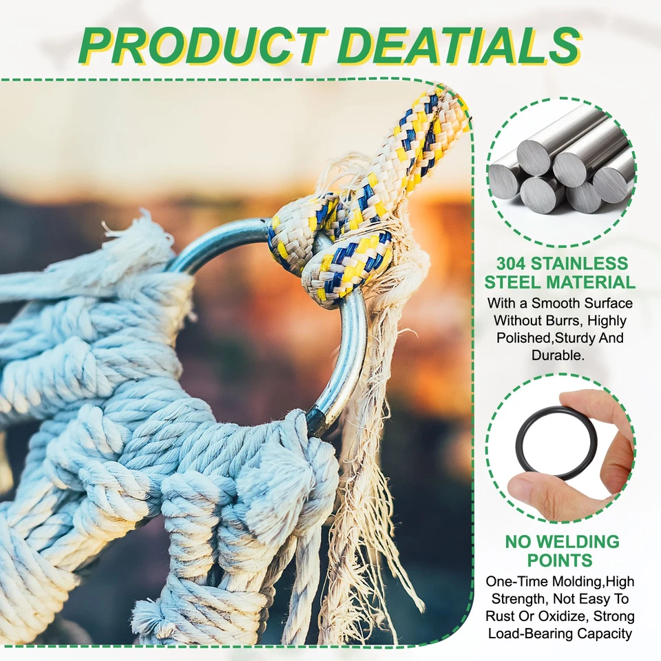 1.4" Metal O Ring, 2Pcs Seamless 304 Stainless Steel Rings Black 4mm x 35mm - Изображение 3 из 4