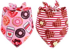Valentines Day Dog Bandana 2 Pack - Triangle Bibs Pet Scarf for Mediumarge L