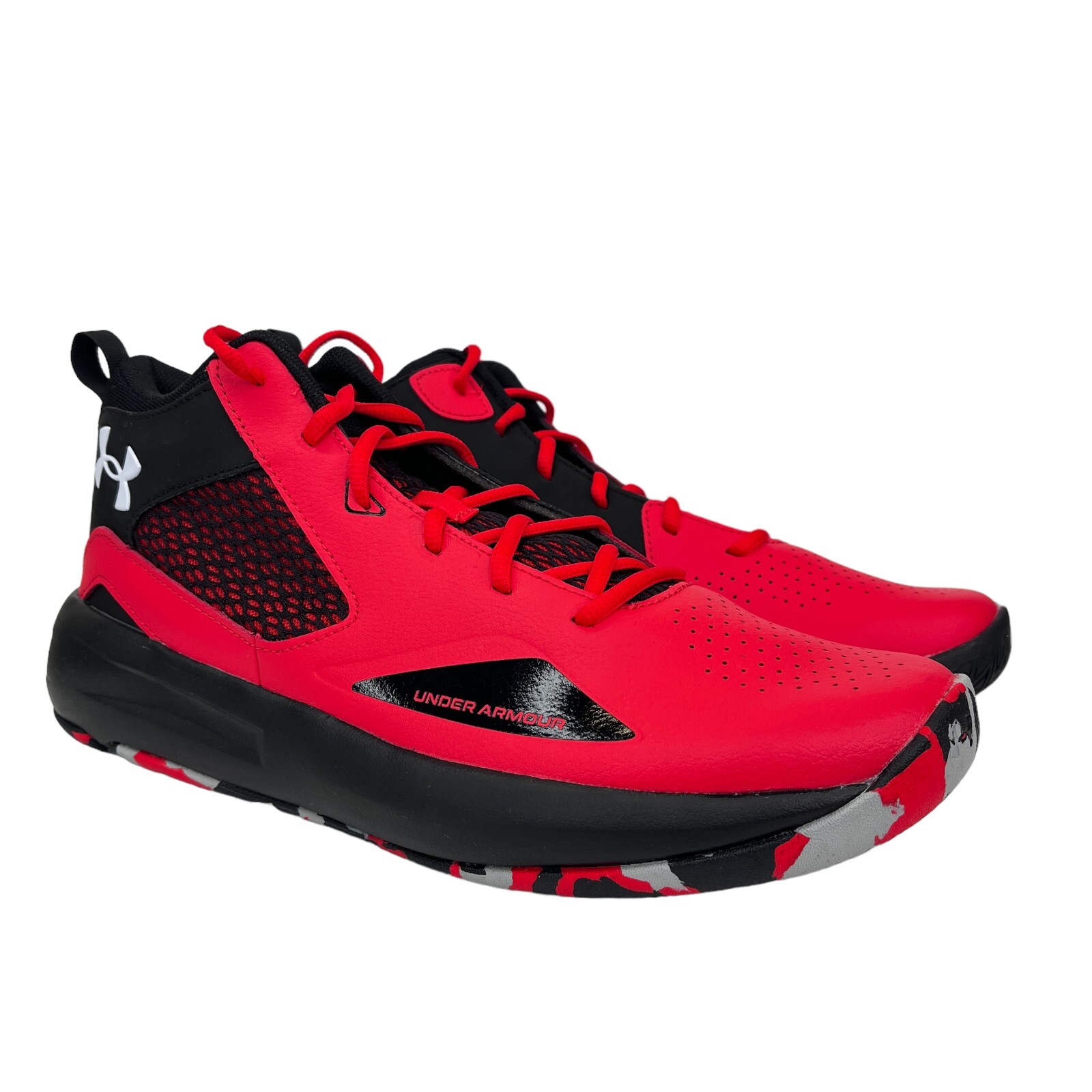 Under Armour Mens Lockdown 5 Red Black Basketball Shoes 3023949 Size 11