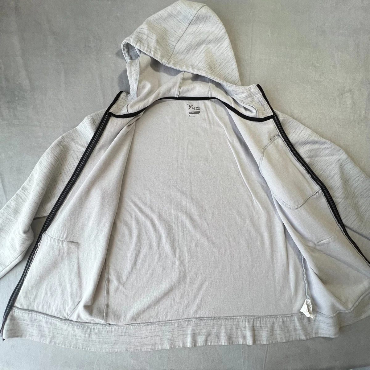 Old Navy Hoodie Mens Medium Gray Full Zip Hooded Activewear Pockets Drawstring