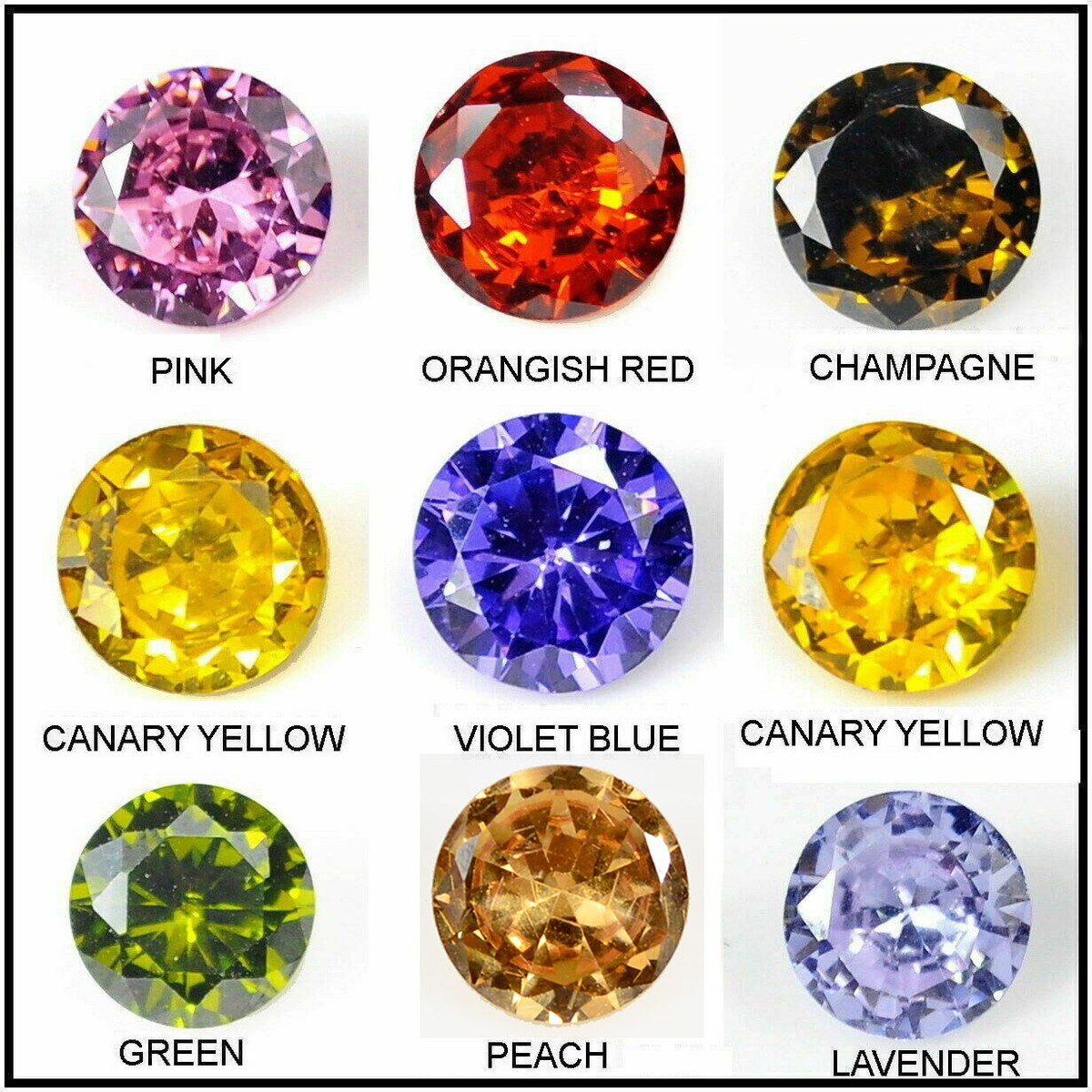 宝石 GEMSTONES QUALITY AND VALUE 10x Zirconia (CZ) Loose Stones Crystal 8 mm Gemstone 8 Colors