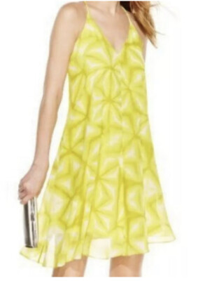 Calvin Klein Womens Sleeveless V Neck Sundress Citron Yellow Sz 4