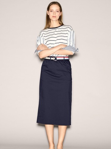 LUISA CERANO Women's straight skirt with pockets, dark blue