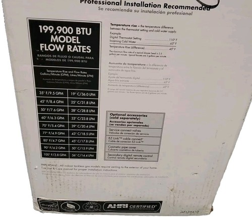 Rheem Ecosense Natural Gas Tankless Water Heater 199900 Btu 9.5 Gpm - Picture 8 of 8