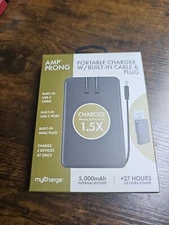 myCharge - Amp Prong 5000mAh/12W Output Power Bank for iPhone 15 pro LG Pixel