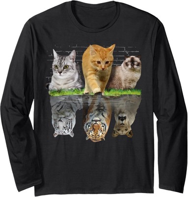 Fun Cat Reflection Gift Design Idea Long Sleeve T-Shirt