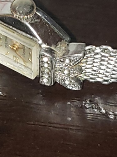 vintage Bulova square face diamond windup women's silvers silver watch 21 Jewels - Picture 5 of 6
