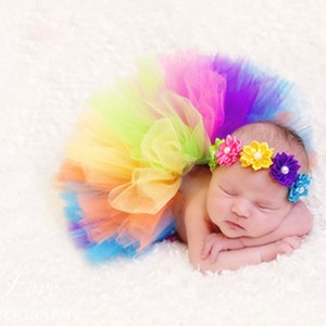 Newborn Baby Kid Girl Flower Headband+Tutu Skirt Photo Costume Prop Practical
