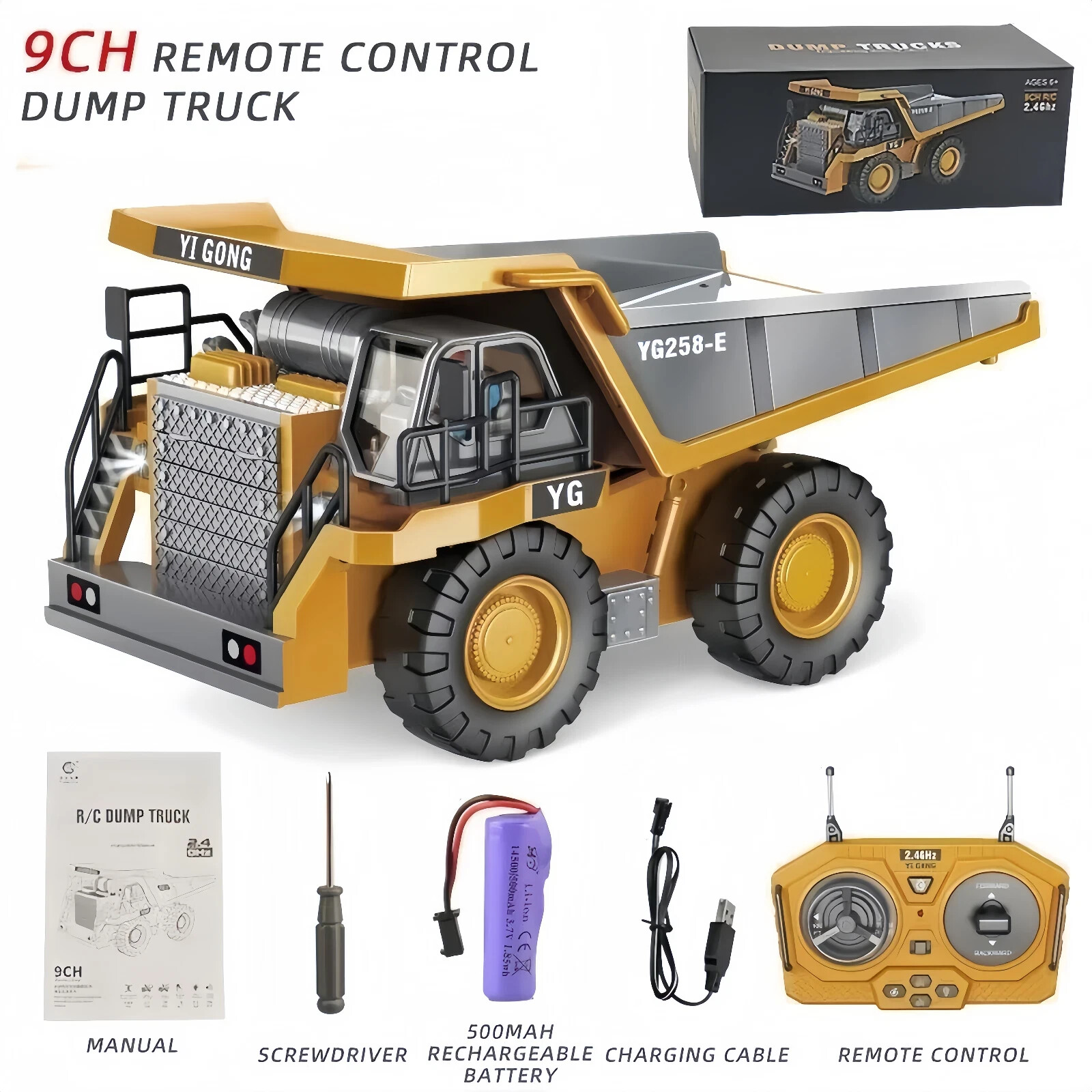 Kids RC Construction Vehicles Set 2.4GHz Remote Control Excavator Dump Truck Toy — image 12