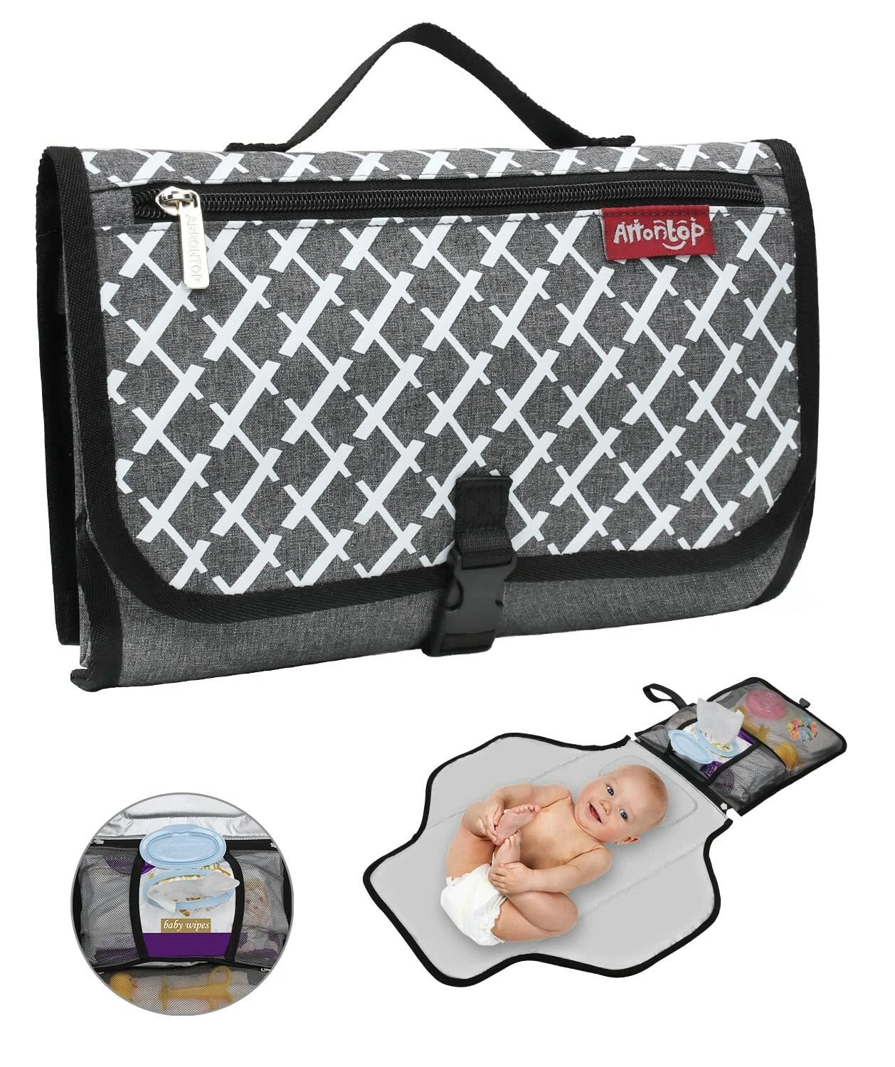 Portable Changing Pad by Arrontop, One-Hand Diaper Change Pad, Waterproof Travel