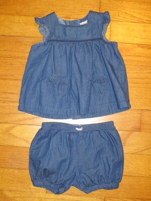 absorba Chambray Dress & Diaper Cover Size 3-6 Months