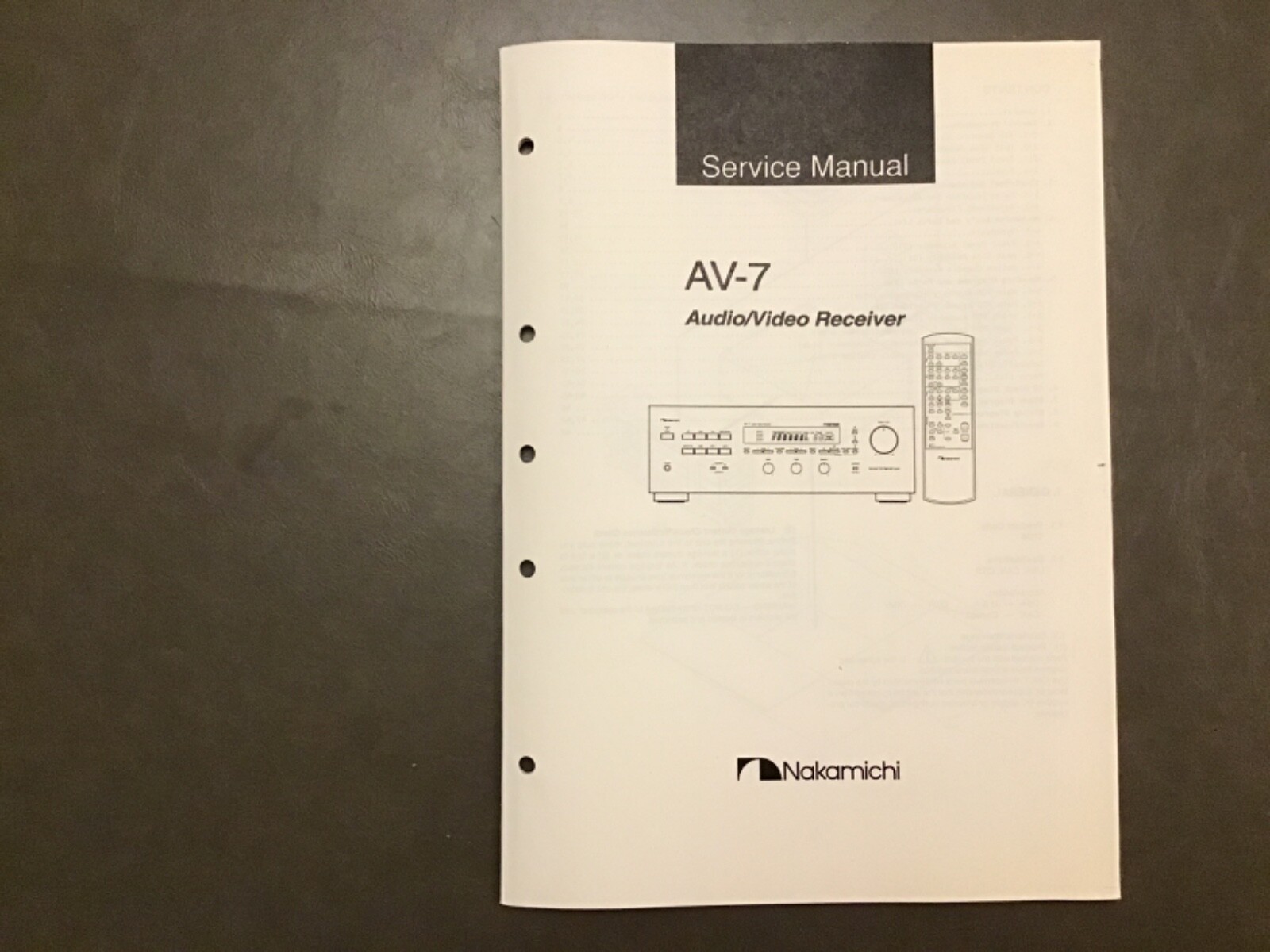 Nakamichi AV-7 Audio Video AV Receiver Service Manual Original Genuine OEM
