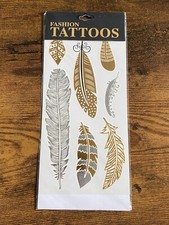 Feather Temporary Metallic Shinny Shimmer 7 Medium Tattoos Brand New Beautiful