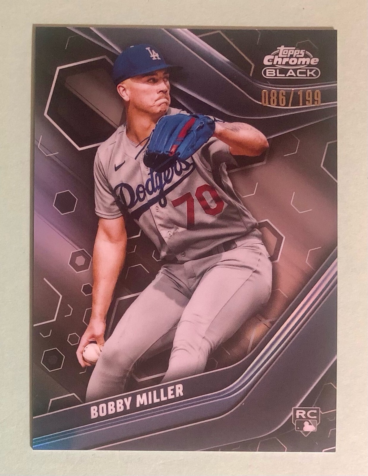 2023 Topps Chrome Black #43 Bobby Miller ~ Refractor /199 Dodgers