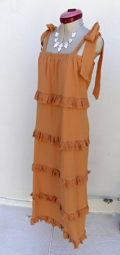 MISSGUIDED Orange Cami Tiered Midi DRESS Size UK 12 Aus 14 BNWT NEW Lace Ruffle - Picture 5 of 6