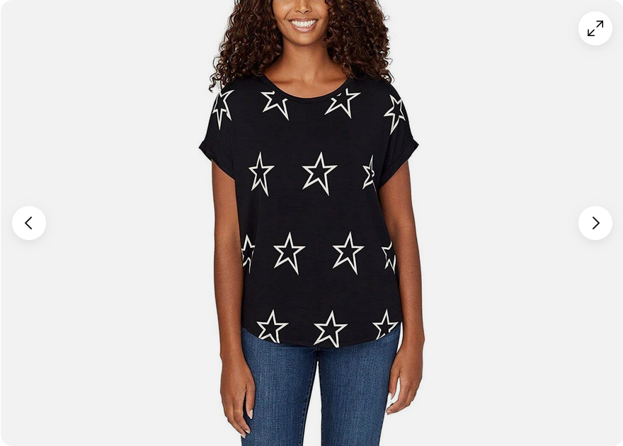 BUFFALO WOMEN'S CREW NECK STAR PRINT TOP (BLACK SUPERSTAR MEDIUM