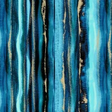 Michael Miller - Magnificent Peacock - Feathery Stripe - Teal, Fabric BTY