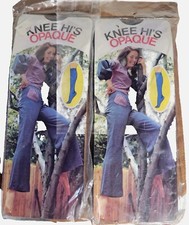 Vintage Opaque KNEE HI'S SUNTAN Nylon Stockings Hose 1970s Qty. 2 Advertising